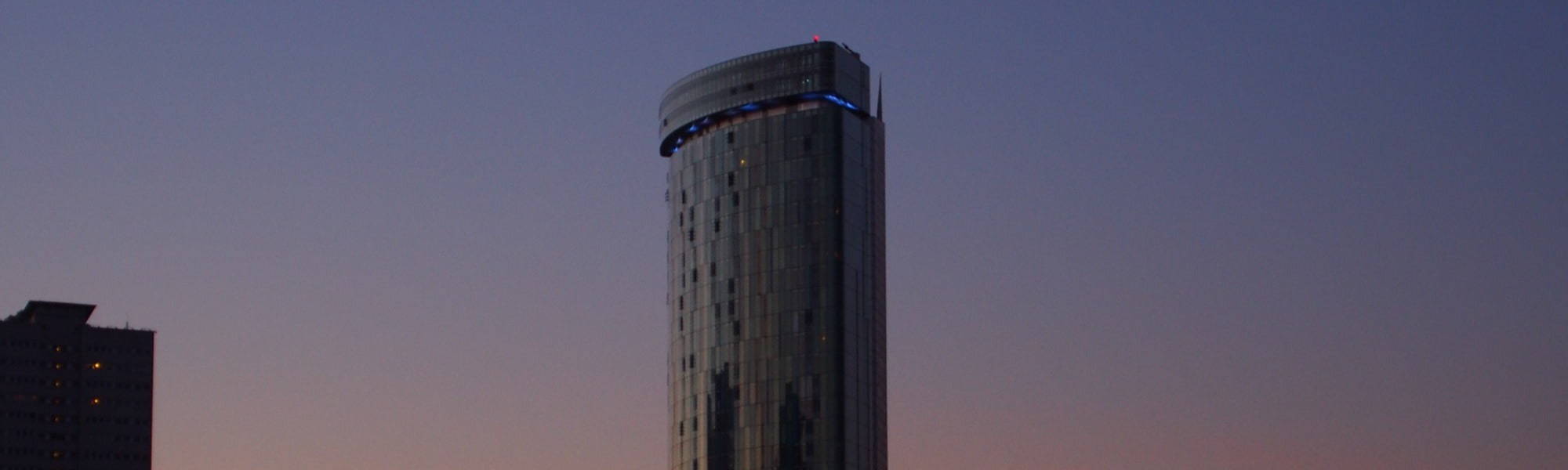 Sun set over Birmingham UK. Radisson Hotel. Commercial