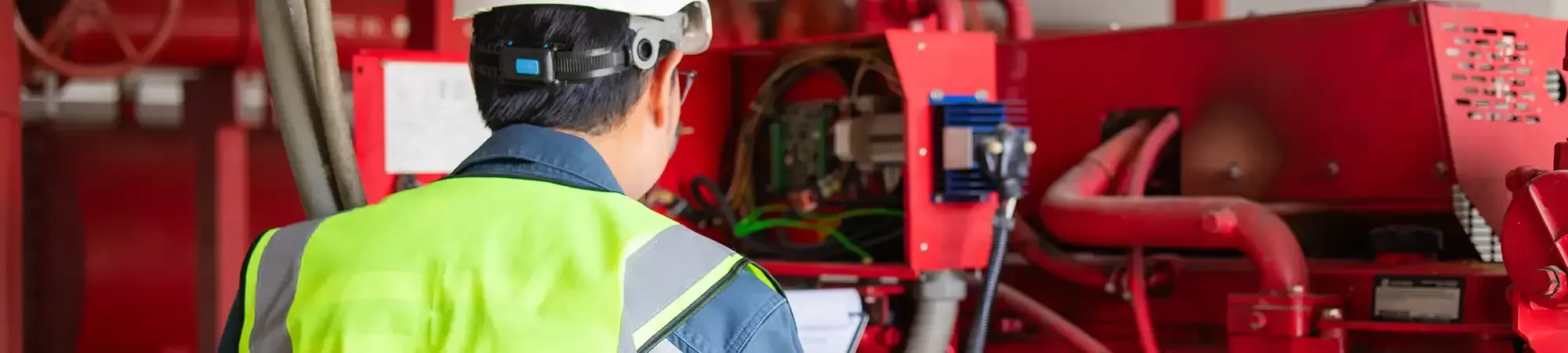 Fire Engineer inspecting industrial equipment
